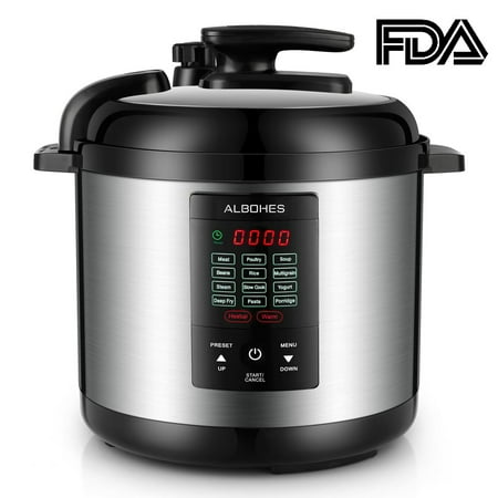 Electric Pressure Cookers, Albohes Programmable Pressure Cooker 5 Quarts 12-in-1 1000W With LCD Indecator and Touch Button Stainless Steel Pot Multi-Use Hot Pot/Warmer/Slow Cooker/Rice