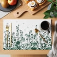 thumbnail image 2 of Green Botanical Placemats Set of 4 Dragonfly Flower Leaf Retro Ink Style Place Mats Indoor Wipeable Table Mats Washable Cloth Dining Table Placemats for Kitchen Holiday Party Home Decor 13x19 Inch, 2 of 9