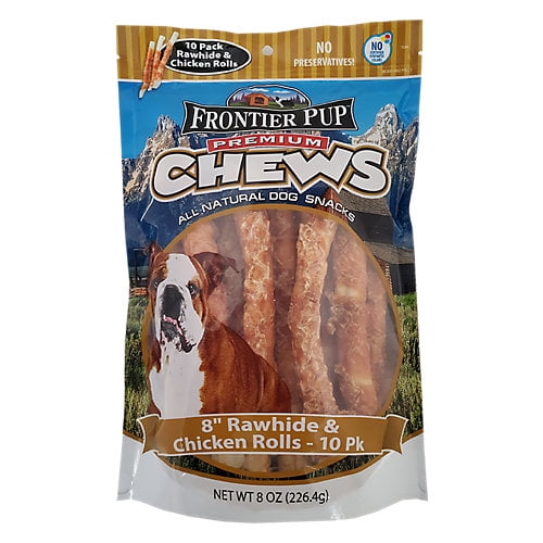 Frontier Pup Chicken/Rawhide Roll 8 Inch/10 Pack