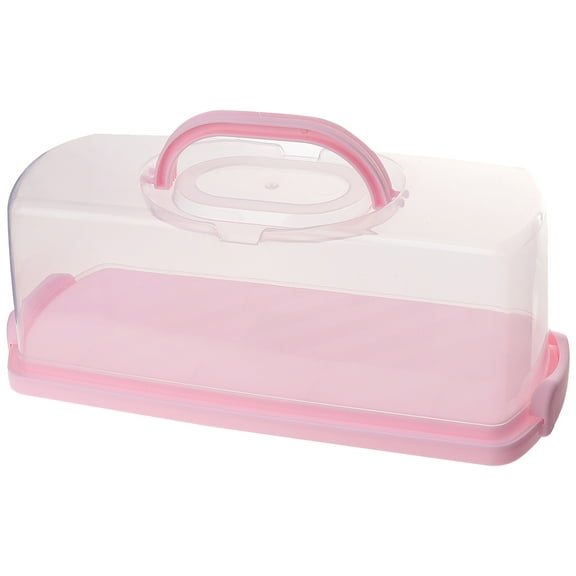 OUNONA Plastic Rectangular Bread Box with Clear Lid Loaf Cake Keeper Portable Bread Container with Handle