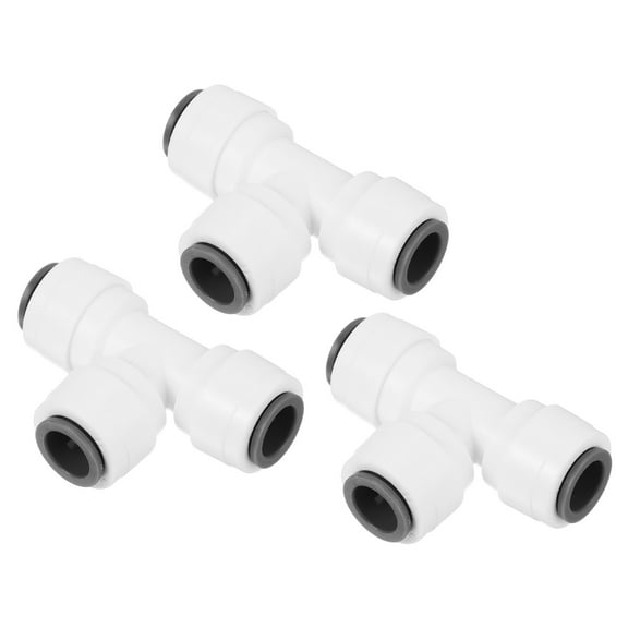 Uxcell 3/8" Push to Connect Water Line Fitting Tee Fittings, 3 Pack White