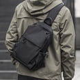 thumbnail image 4 of Mochila pequeña con bandolera negra para hombres y mujeres, mochila ligera con una correa, mochila para senderismo, caminar, andar en bicicleta, viajes, ciclismo, puerto de carga USB, nailon, 4 of 5
