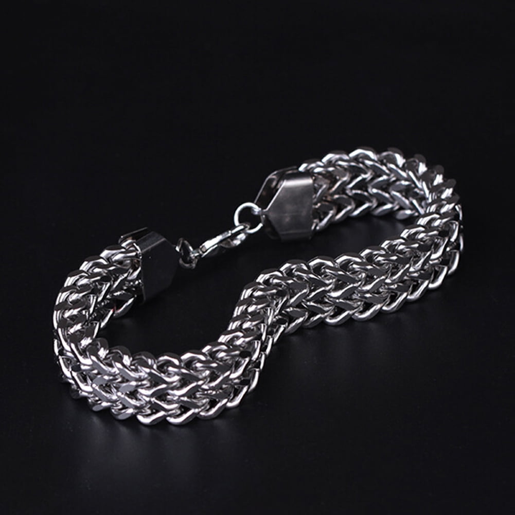 Flmtop Men Stainless Steel Bracelet Bangle Simple Design Vintage