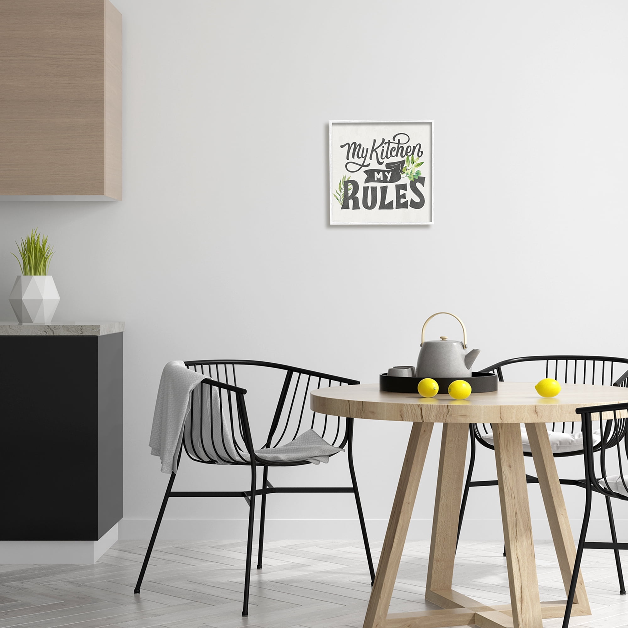 Stupell Industries Retro My Kitchen Rules Food & Beverage Painting White Framed Art Print Wall Art, 12 x 12