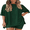 Dark Green, variant on Women's Comfy Plus Size Summer Set: Soft Loose Top & High-Waisted Biker Shorts Outfit | Suitable for Travel & Daily Home Wear