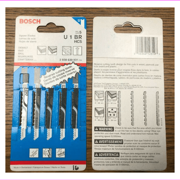 Bosch U1BR HCS Jig Saw Blades 3-1/8 14TPI (5 Pack)