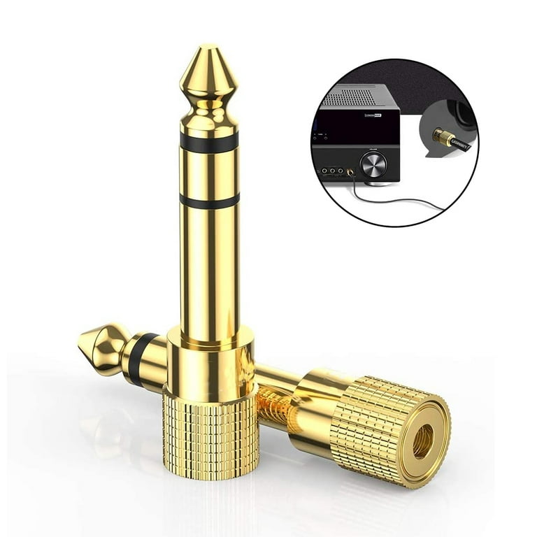 VCE 1/4 to 1/8 Adapter, 3.5mm 1/8 inch Male to 6.35mm 1/4 inch Female  Audio Jack Gold Plated Adapter for Amplifiers, Guitar, Home Theater  Devices