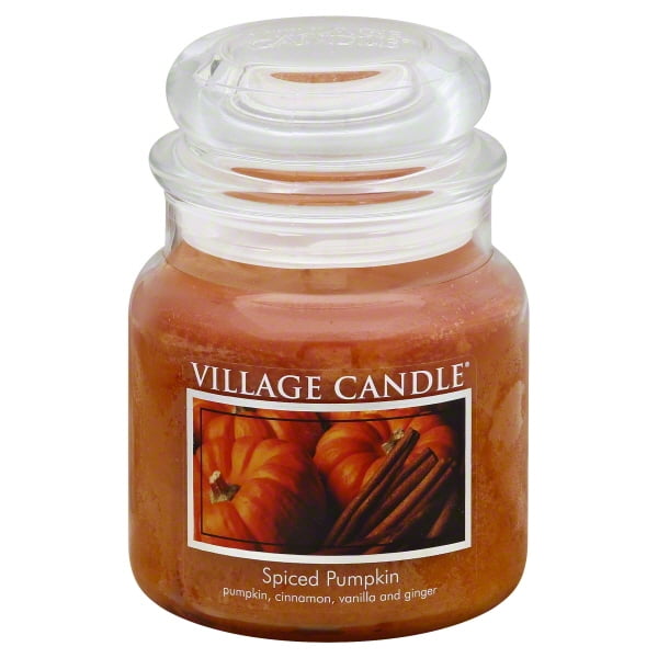 Village Candle Spiced Pumpkin Medium Glass Dome 16 oz Jar 106016316