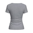 thumbnail image 5 of yillto Womens Summer Blouse Wrap V Neck Short Sleeve Tops Fashion Ruched Tunic Shirts Spring Business Tee, 5 of 7