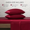 thumbnail image 7 of MR&HM Satin Sheet Set Queen 4 Pcs, Silky Elegant Luxurious Queen Size Bed Sheets, with Flat Sheet, Deep Pocket Fitted Sheet for Mattress and Matching Satin Pillow Cases (Queen Size, Burgundy), 7 of 7