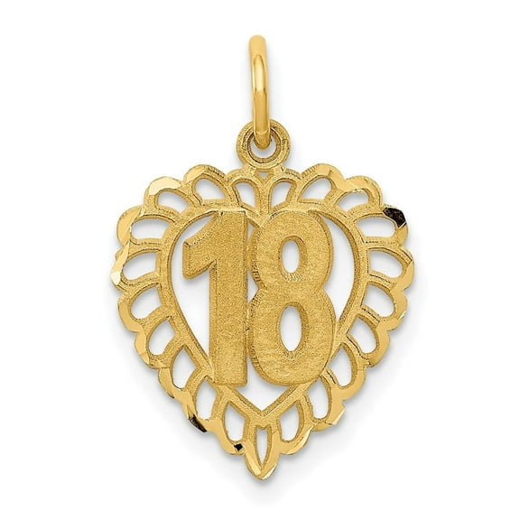 Auriga Fine Jewelry 14K Yellow Gold 18Th Heart Charm Pendant (L- 22 mm,W-15 mm) for Women