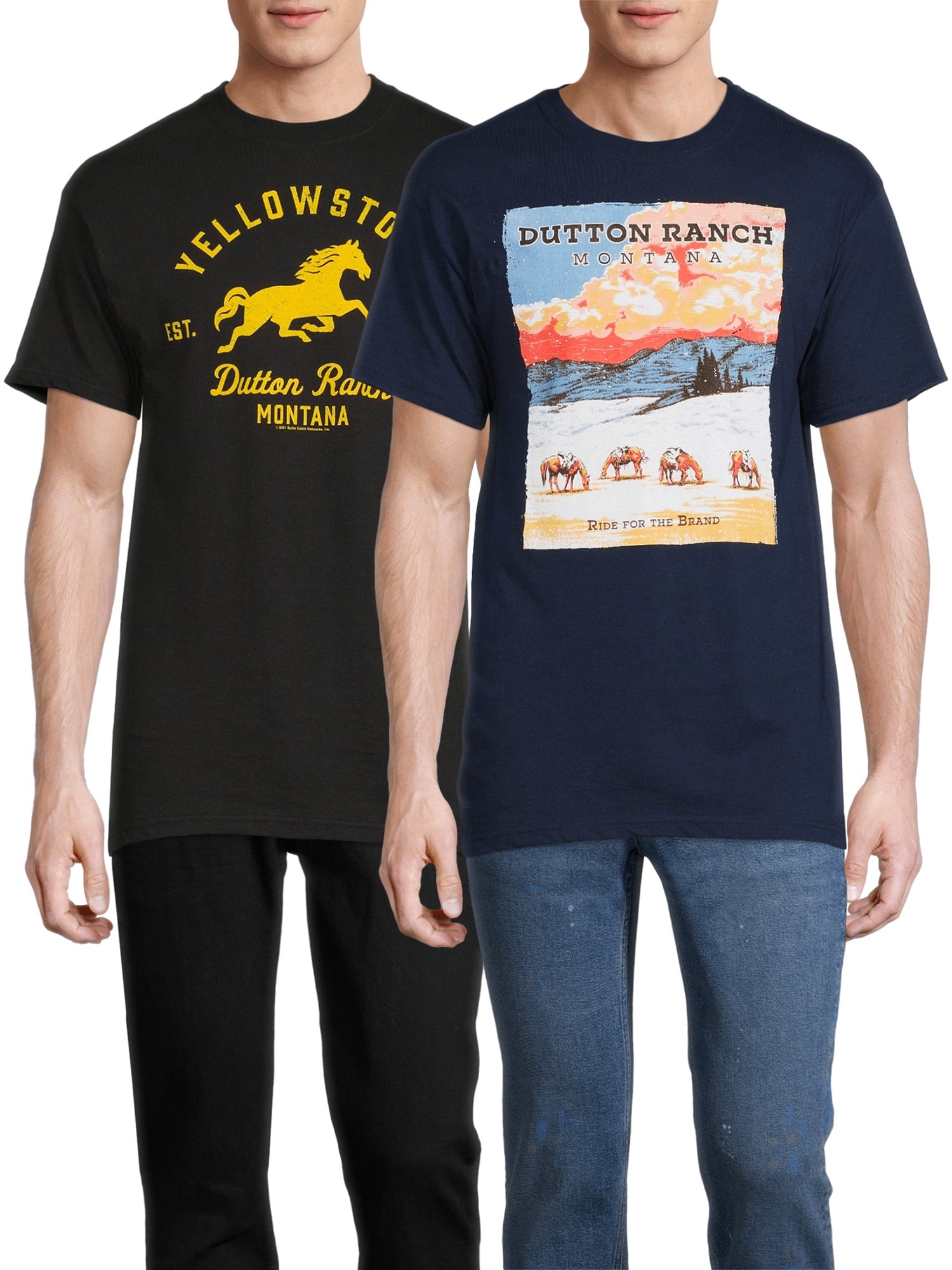 Yellowstone Men's & Big Men's Navy and Black Short Sleeve Graphic T