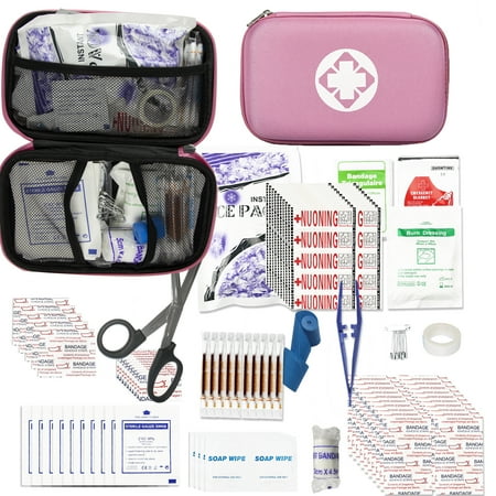 Car First Aid Kit Emergency Kit Camping Essentials Home Pink First-Aid Bag - 277 Piece Emergency Supplies Hiking First Aid Kit for Backpack Survival Kits for Disaster Preparedness YIDERBO
