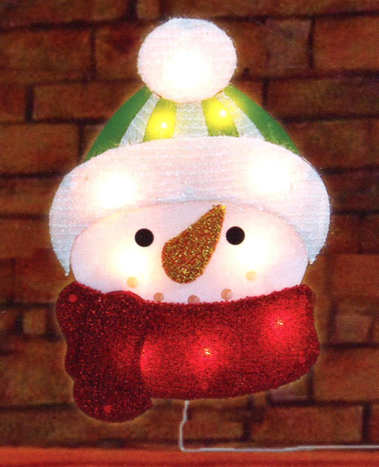 15&quot; Lighted Tinsel Snowman Christmas Window Silhouette Decoration