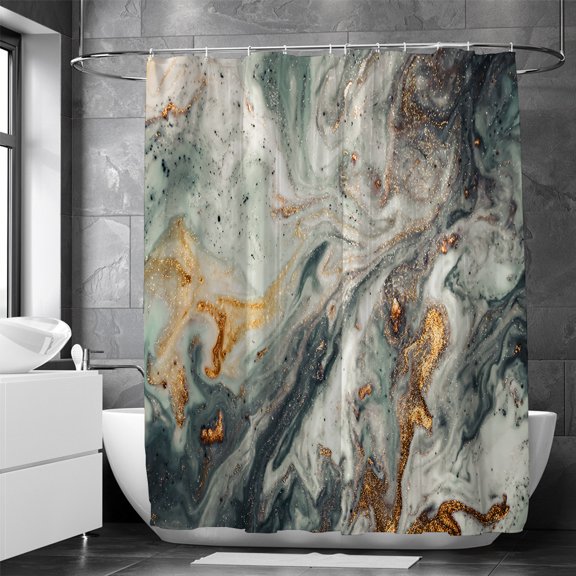 100cm*180cm Marble Shower Curtain Gray Gold Galaxy Sky Style Bathroom Art Deco Bathroom Curtain Polyester