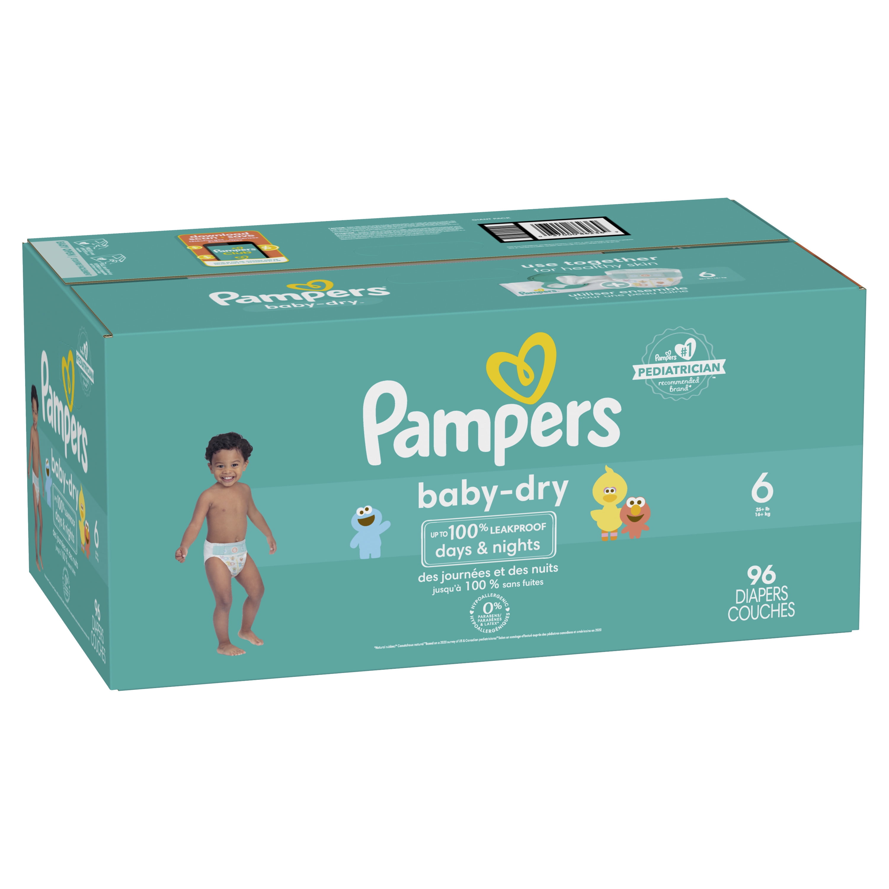 Pampers Baby Dry Extra Protection Diapers, Size 6, 96 Count 