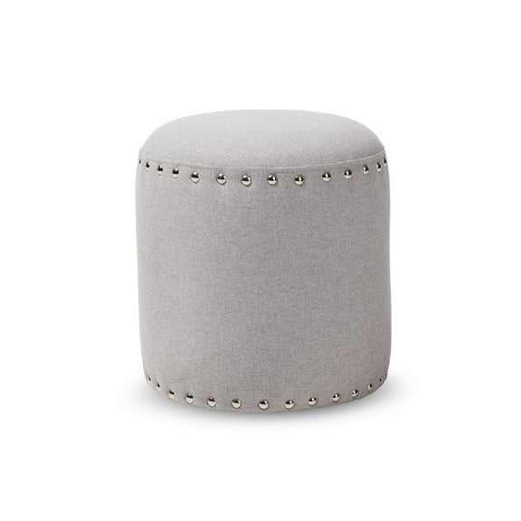 Baxton Studio Rosine Modern and Contemporary Light Grey Fabric Upholstered Nail Trim Ottoman