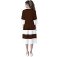 thumbnail image 4 of eloria Women Box Plated Fit and Flare Dress Party Wear Causal Midi Dress Knee Long One Piece Dress, Color: Dark Brown, Size: 3XL, 4 of 6