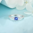 thumbnail image 2 of Women's Cubic Zirconia Rings 925 Sterling Silver Princess Cut Birthstone Halo CZ Engagement Promise Ring Anniversary Jewelry for Her, Size 5-10, 2 of 6