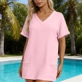thumbnail image 6 of Womens Swimsuit Cover Up Short Sleeve V Neck Bathing Suit Civerup Summer Casual Beach Dresses Plus Size Fashion, 6 of 7