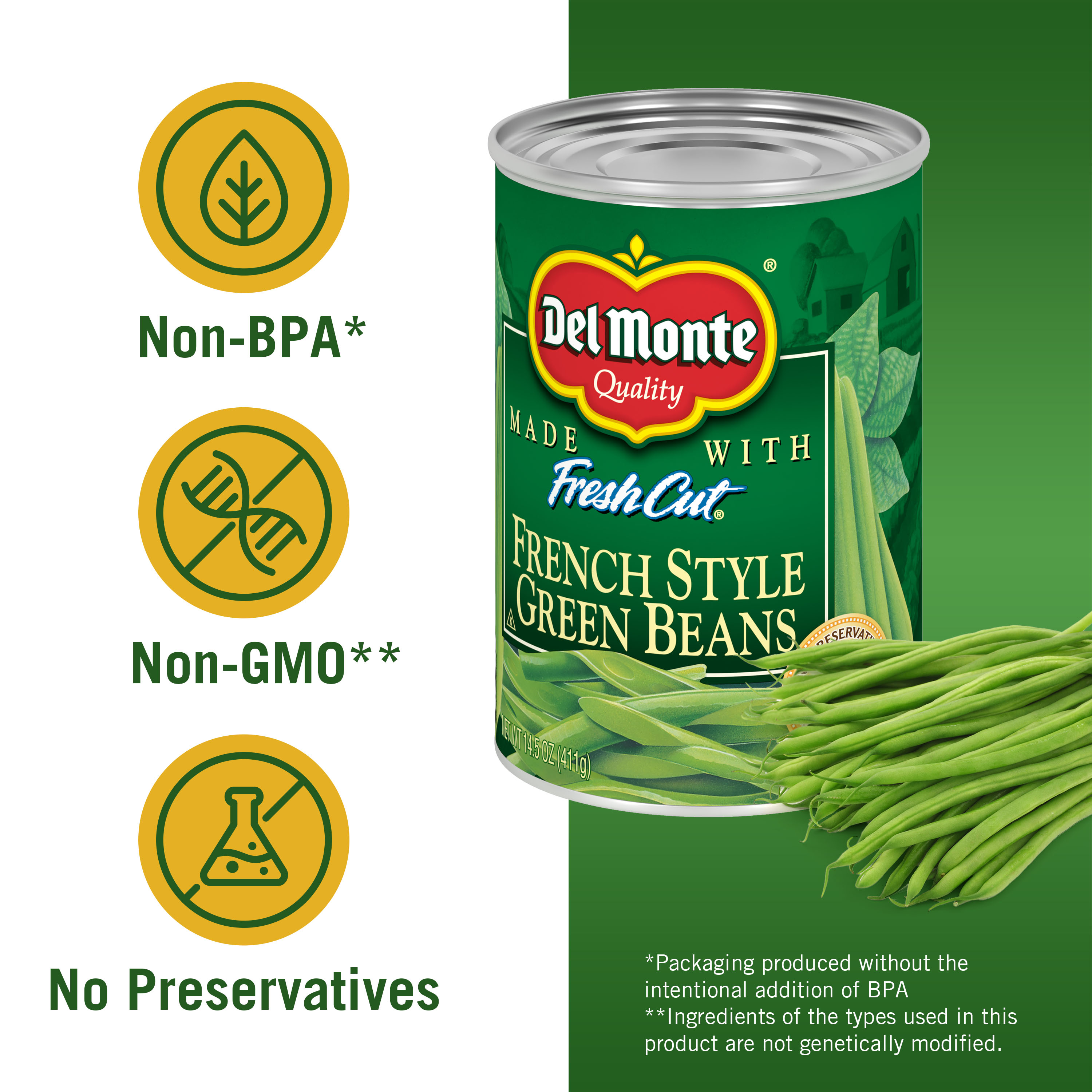(4 Cans) Del Monte French Style Green Beans, 14.5 oz Can - image 4 of 7