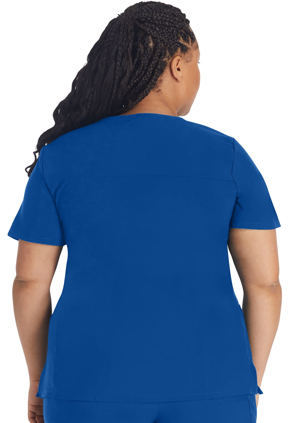 Dickies EDS Essentials Scrubs Top for Women Mock Wrap Plus Size DK625, 2XL, Galaxy Blue