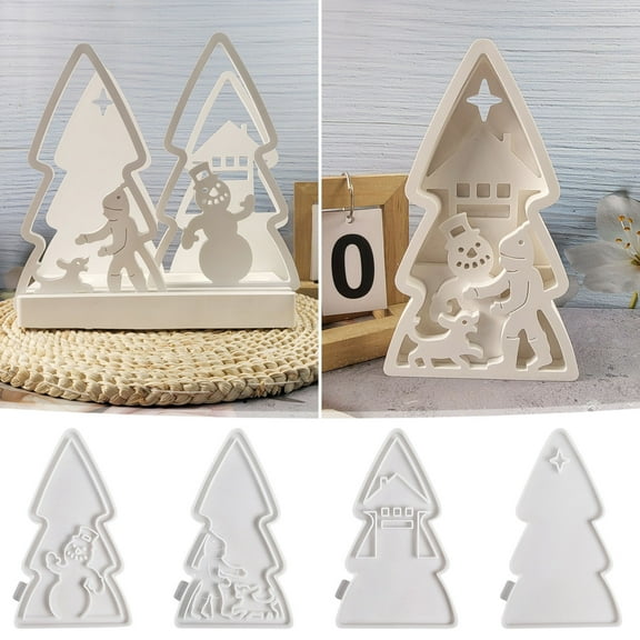 MXTPOV Christmas Tree Shaped Silicone Molds, Christmas Silicone Molds for Cake Candle Soap Candy Making, Candle Molds for DIY Gifts Home Decor, 5*8 inch