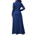 thumbnail image 3 of ZANZEA Robe Longue Unie pour Femmes, Soirée, Nœud, Manches Longues, Poches, 3 of 6