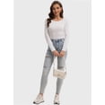 thumbnail image 5 of Womens Long Sleeve Tops Casual Basics Fall Shirts Solid Crewneck T-Shirt, 5 of 6