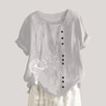 thumbnail image 2 of BLVB Women's Summer Tunic Tops Printed Button Square Neck Short Sleeve Shirts Casual Plus Size Beach Blouse Tee, 2 of 4
