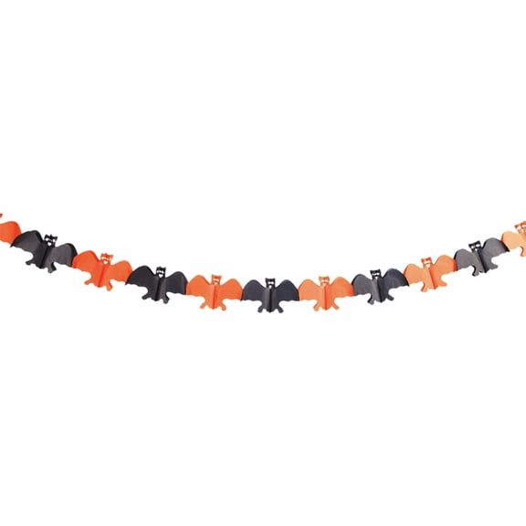 SLYNSHome Pumpkin Spider Bat Paper Garland Banner, 118 Inch Foldable Tissue Hanging Streamer For Ceiling Mantel Doorway Fall Halloween Home Party Wall Decor
