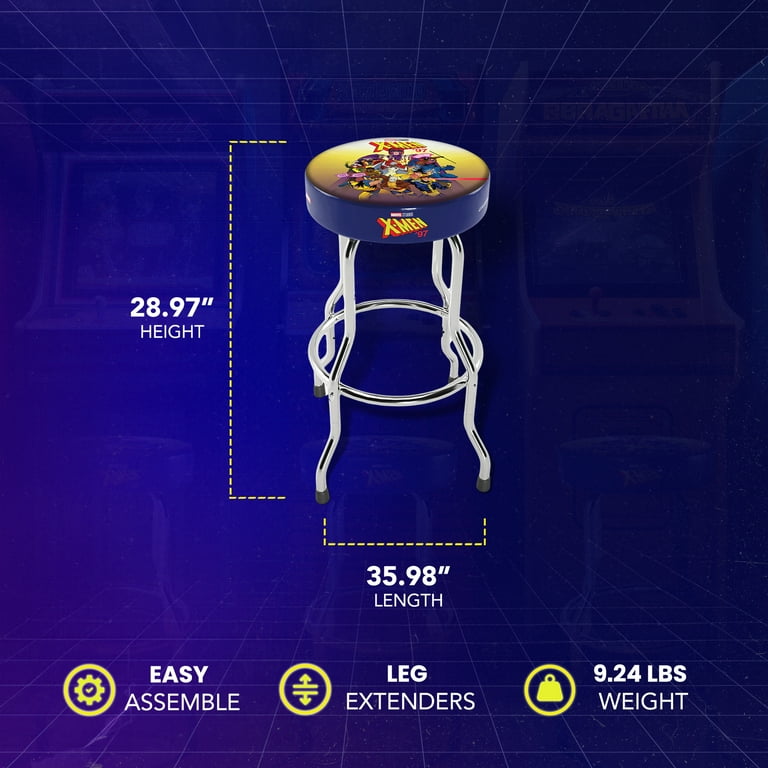 Arcade1Up Marvel X-Men Arcade Stool with Chrome Plated Steel Frame