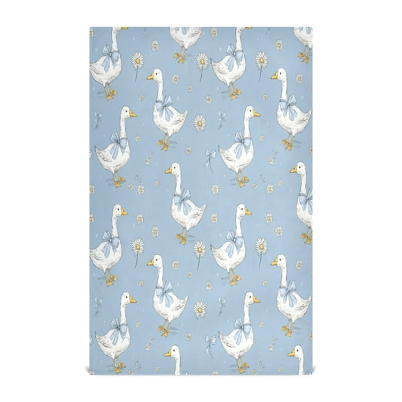 Multi-Purpose Kitchen Towels 28x18 Inch Dishcloths with Hanging Loop Decorative and Practical Towels for Kitchen, Dining Cute Geese and Daisies