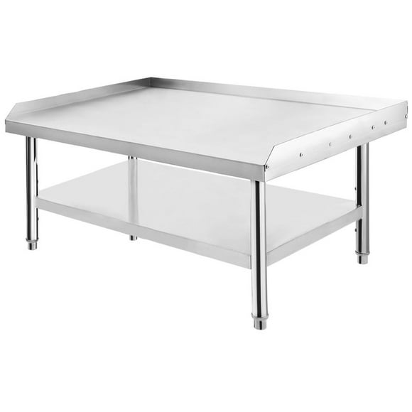Heavy-Duty Stainless Steel Work Table, 60"x30"x24" with Adjustable Legs & Spill Containment for Restaurants, Hotels & Food Trucks