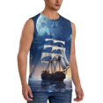 thumbnail image 2 of Fotbe Moonlit Night Sea Sailboat Men's Camiseta sin Mangas Estampada para Hombres, Playera Casual para Gimnasio, Entrenamiento, Playa-Small, 2 of 7