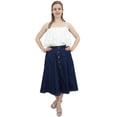 thumbnail image 5 of Bimba Women's Casual Designer Denim A-Line Skirt Elastic Waist With Pockets-S, 5 of 6