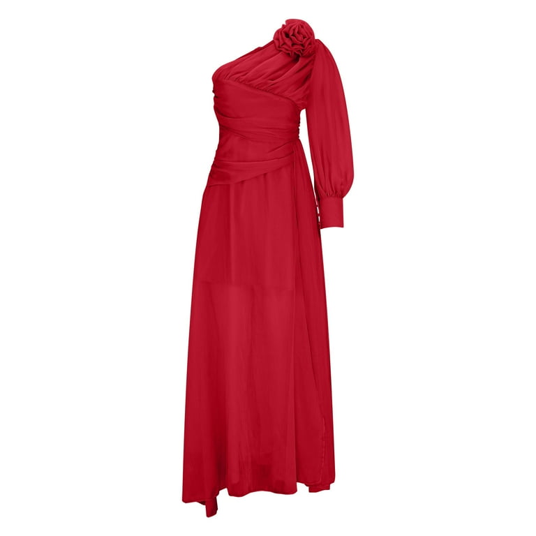 yumi kim bridesmaid dresses One Shoulder Black Long Prom with High Slit On Sale-Bridelily