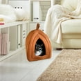 thumbnail image 4 of Petmaker 80-TB8801-TAN Cozy Kitty Tent Igloo Plush Cat Bed - Brown, 4 of 7
