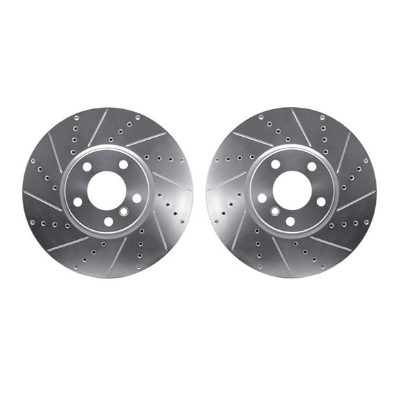 Dynamic Friction Company Front Brake Rotors-Drilled and Slotted-Silver 7002-31036