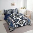 thumbnail image 3 of Manfei Bohemian Aztec Bedding Comforter Set 7-Piece for Adult, Navy Blue Tribal Geometric King Bedding Sets, Southwestern Reversible Bed Sheets, Lightweight Room Decor, 3 of 7