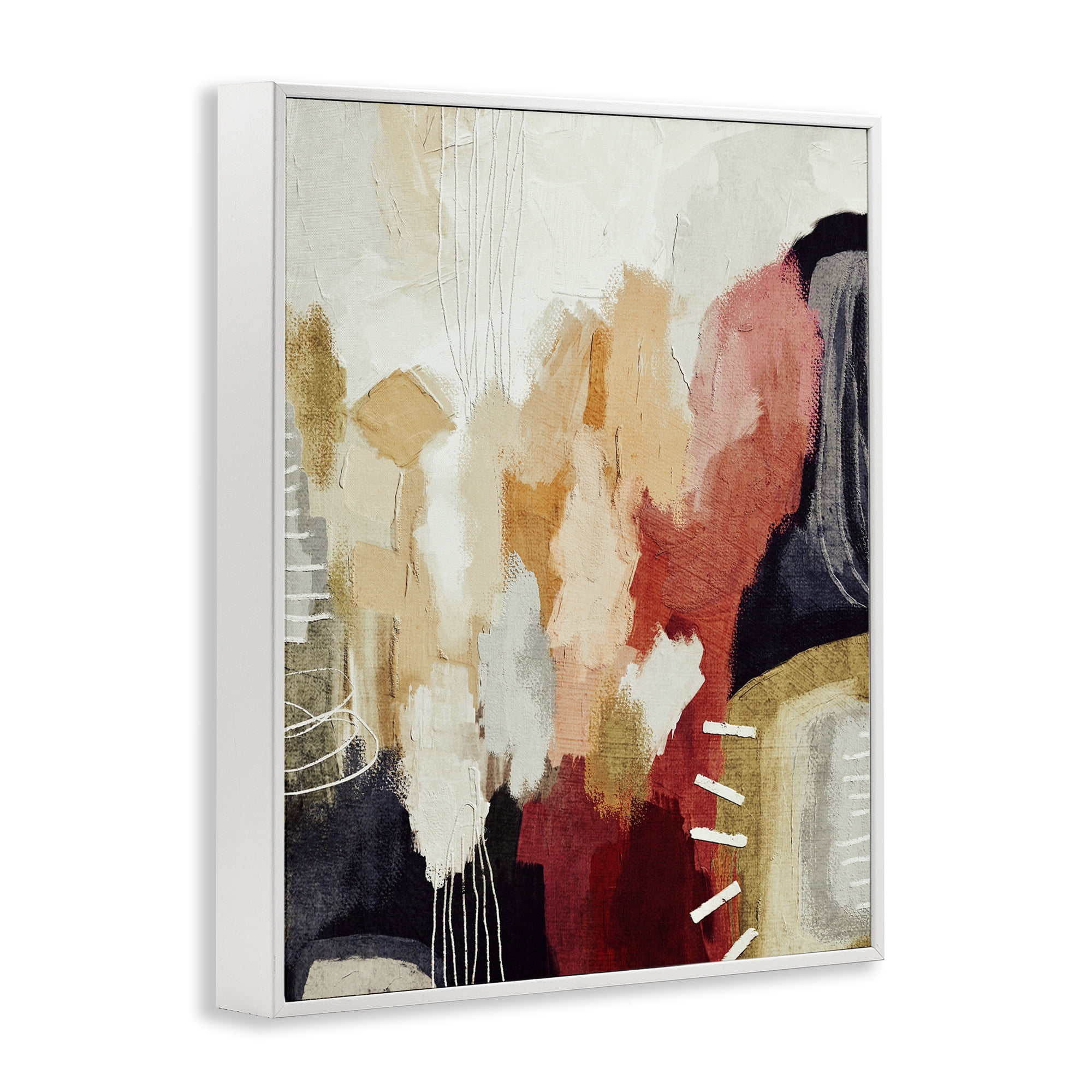 Stupell Industries Abstract Tan Southwestern Abstract Painting White Framed Art Print Wall Art, 16 x 20