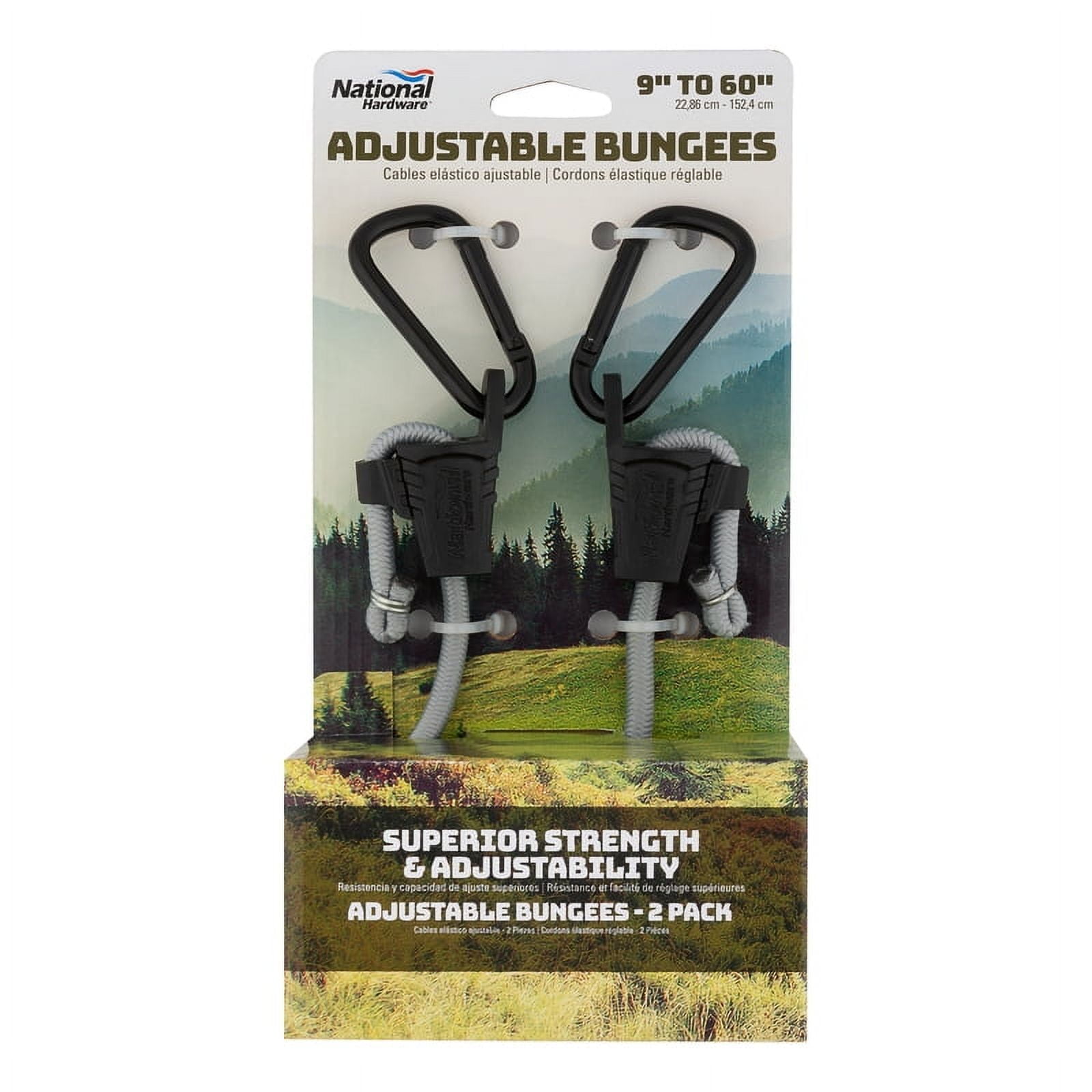 National Hardware 8056942 9-60 in. Adjustable Bungee Cord, Gray - Pack of 2