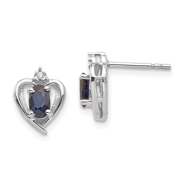 Boucles d'Oreilles en Or Blanc 14K avec Diamant Saphir