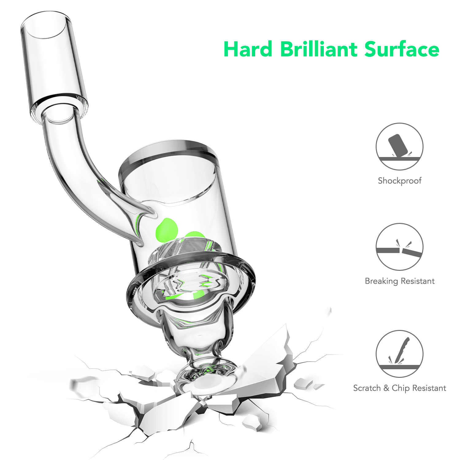 MUDING 90 Degree Quartz 4mm Thick with Glow Balls 14mm with Protective Case