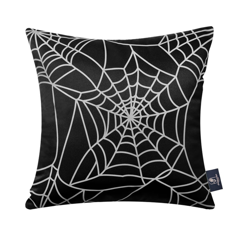 Phantoscope Halloween Holiday Collection Embroidery Decorative Throw Pillow Cover, 18 inch x 18 inch, Orange Embroidery Spider, 4 Pack, Size: Covers