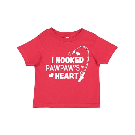 Inktastic I Hooked Pawpaw s Heart with Fishing Rod Boys or Girls Toddler T-Shirt