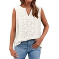 thumbnail image 5 of ManxiVoo V Neck Tank Top Top for Women Pleated Sleeveless Shirt Breathable Cotton Linen Blend for Layering Under Blazers and Cardigans L Size White, 5 of 8