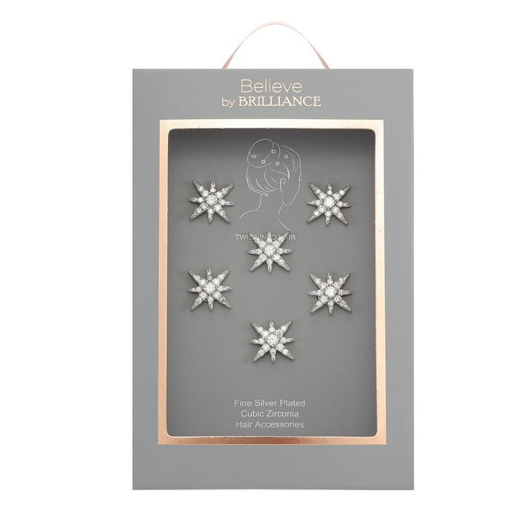 Believe by Brilliance Silver-Plated Hair Coils with Star Motif and
