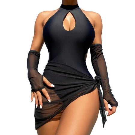 RUTAYY Women Swimwear Ms Summer Sexy Halter Neck Hung Backless One Solid Color Swimsuit Fashion Boho Beachwear