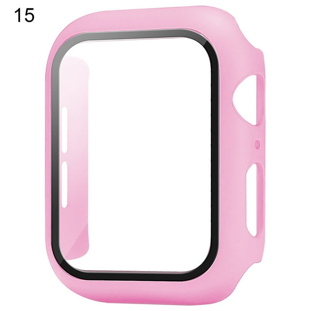 Flmtop 1 Pce Protecteur d'Écran de Montre avec Protection Globale à 360° Anti-Rayures Étuis de Montre Intelligente PC Verre Trempé Protecteur d'Écran de Montre Housse de Protection Confortable Compatible avec Apple Watch 6/Se